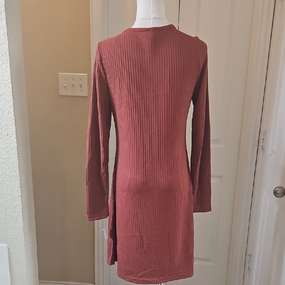 Old Navy Fit & Flare Rib-Knit Long-Sleeve Mini Dress in Copper Sizes XSP,S,M,L - Picture 5 of 9